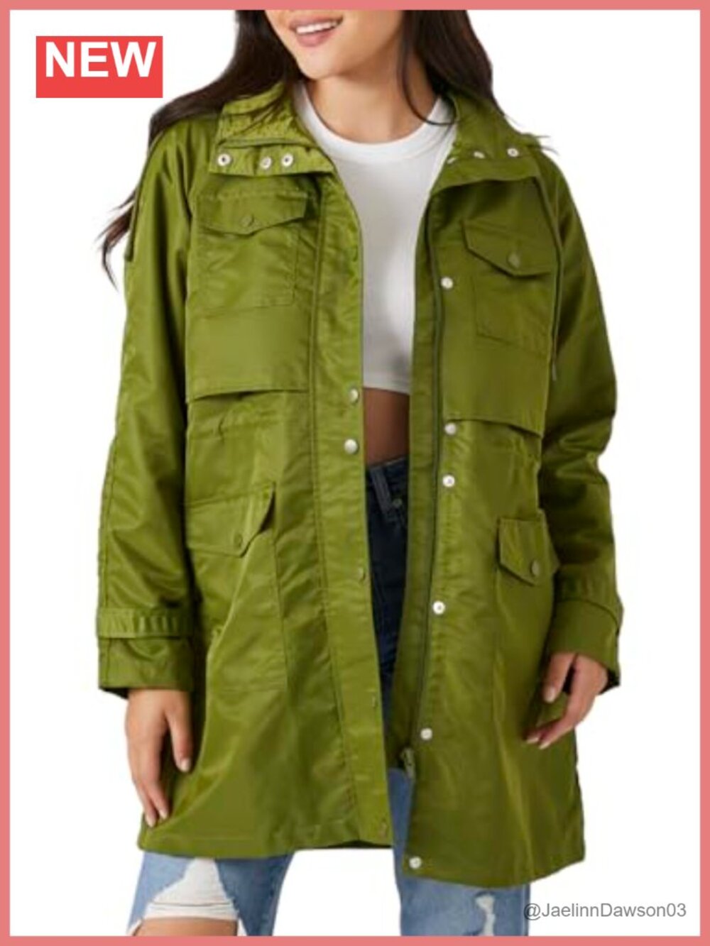 Women's Drawstring Longline Trench Coat Snap Zip Hooded Flap Pocket Fall